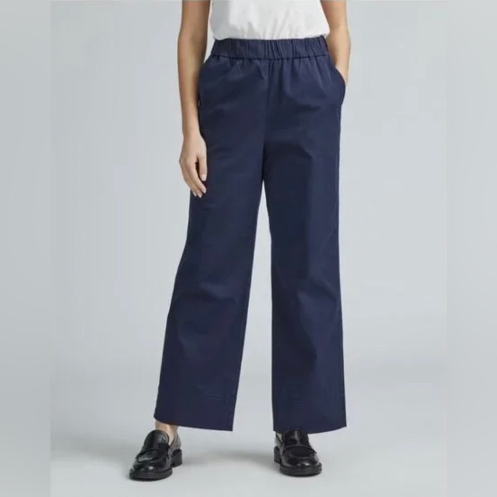 NWT Everlane The Easy Straight Leg High Waist Pant Navy Blue Medium